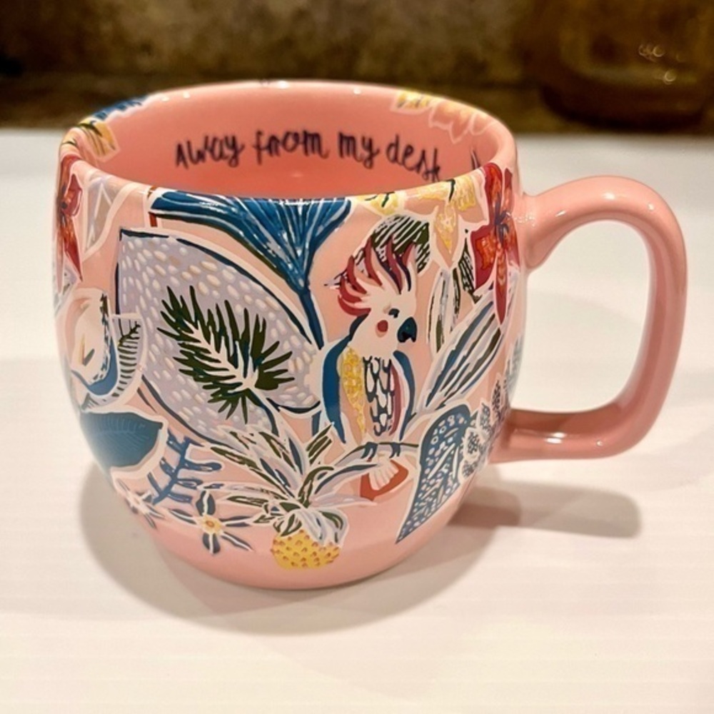 Opalhouse Pink Tropical Stoneware Mug Away From My Desk Cockatiel Rainforest Cup